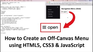 How to CODE an Off-Canvas Menu using HTML5, CSS3 & JavaScript | New