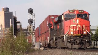 Westbound Stack Train CN 407 w/Friendly Engineer at Moncton, NB