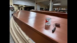 1950 Chris Craft U22,  Connie   Flat sanding, Sealing, Staining, Varnish Update 1 7 2025