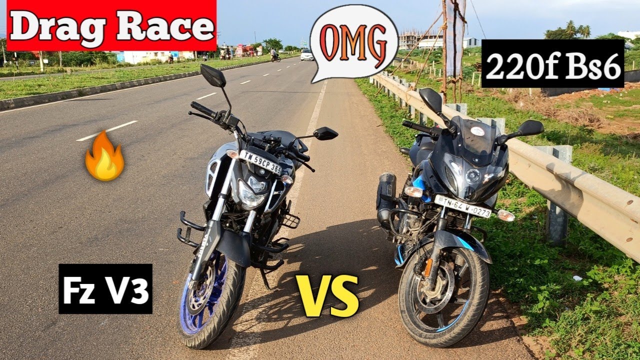 Pulsar 220f BS6 Vs Yamaha Fz V3 Drag Race 🔥 | Result | @dreambiker ...