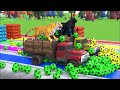 5 giant duck cartoon cow elephant tiger lion dinosaur paint wild animals crossing fountain animation