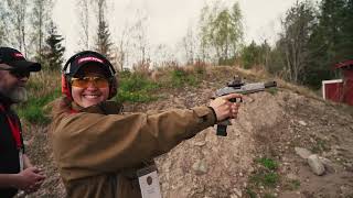 45 ACP pistol for the first time | Norma Team member Mette shoots modded IPSC pistol