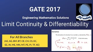 GATE 2017 Engineering Mathematics Solutions for all branches Limit, Continuity and differentiability