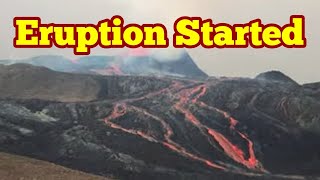 Eruption Started, Lava Flowing To Meradalir Valley/ Iceland Fagradalsfjall Geldingadalir Volcano
