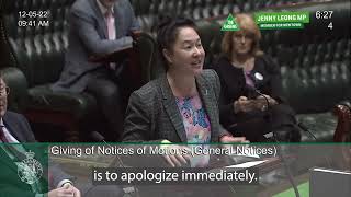 Jenny Leong gives Notice of Motion regarding racism and anti-Chinese sentiment