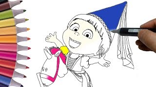 How to draw Agnes and the Unicorn from the cartoon Despicable Me | Kids coloring pages