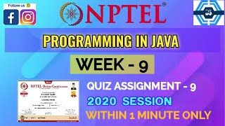 Programming in Java - NPTEL || WEEK 9 QUIZ ASSIGNMENT SOLUTION ||