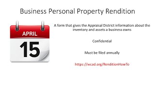 Business Personal Property Rendition