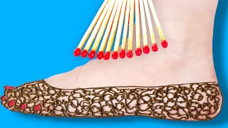 Amazing Mehndi Design Using Match Sticks | Simple Wedding Henna Designs | Mahandi ka Design Arabic