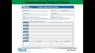 Module 23 - Conducting Project Sign-off and Close - Value Generation Partners