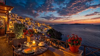 Santorini Balcony Jazz at Twilight ☕ Smooth Café Jazz for Peaceful Focus & Evening Study