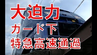 【大迫力】頭がぶつかるガード下：特急ソニック高速通過