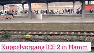 Kuppelvorgang ICE 2 in Hamm ( Westf ).ICE 2 coupling process in Hamm.ICE 2 koppelingsproces in Hamm.