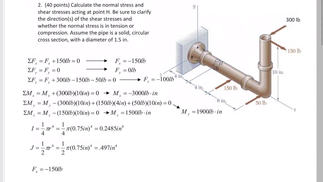 Mechanics Of Materials 3d Combined Loading Example 3 Youtube