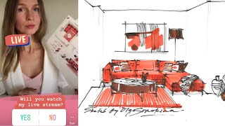 "THE CLUB": master interior sketching from scratch