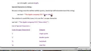 JAVASCRIPT STRINGS LENGTH SPECIAL CHARACTER