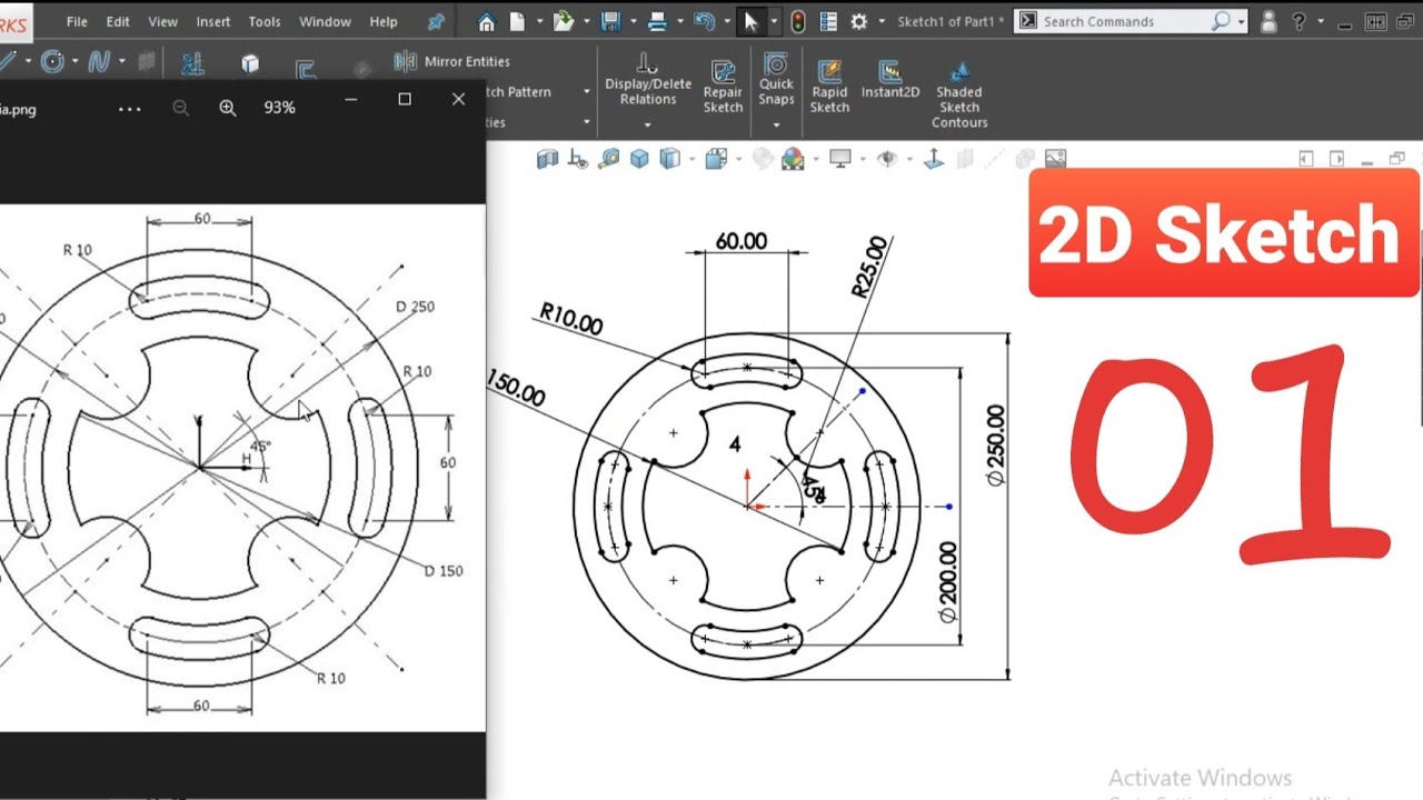 Solidworks 2d Sketch Tutorial 01 Youtube Solidworks 2d Sketch Tutorial 01 Youtube