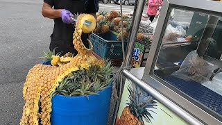 3 fast ways to cut Pineapple - fruits cutting skills | Taiwan street food