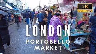 London's Famous Portobello Market Walking Tour | 4K 60fps