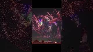 Magical Drone Show Santa \u0026 Reindeer Light Up the