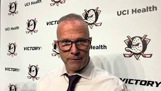 01/23 - Ducks head coach Greg Cronin speaks to the media after their 5-1 win against the Penguins