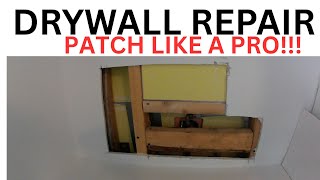DRYWALL PATCHING DIY tutorial, step-by-step process of repairing drywall after plumbing work