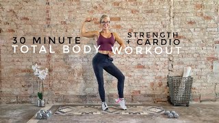 30 Minute Total Body Strength and Cardio Workout | Dumbbells Only | Giant Sets | Non-Repeat