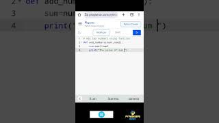 add two numbers using function Python program #dataanalysis #pythonprogramming