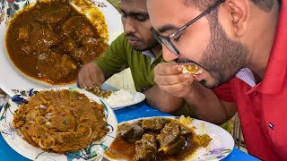 Eating Lunch(Rice \u0026 Spicy Meat Curry, Aloo Bhorta) With Friends at Chondu Hotel