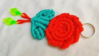 Macrame Very Simple \u0026 Beautiful 🌹 Rose Flower Keychain Tutorial