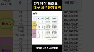 미분양 폭증 대구, 결국 2억 파격 할인한 대거 아파트 #대구아파트