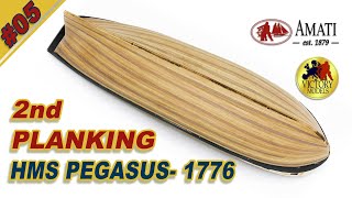 HMS PEGASUS : Amati : Scale 1/64 : Step By Step Model Ship Build : #05 - Second layer of planking