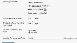 Wordpress Tutorial For Beginners Part 18 - Reading Settings