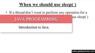 When we should use sleep Method in Java Programming (Hindi)