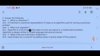 Class - 5th. Computer. Chapter - 9 - ALGORITHM AND FLOWCHART.