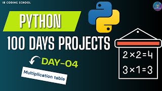 Day 4 Python Project | Multiplication Table Generator Using Loops | Python 100 Days Challenge
