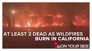 At least 2 dead as wildfires burn in California, 0% contained