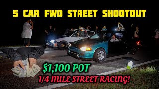 $1,100 FWD STREET RACING SHOOTOUT | NITROUS V6 MIRAGE, ALL MOTOR K24 EG, TURBO LS-V EK + MORE | 4K