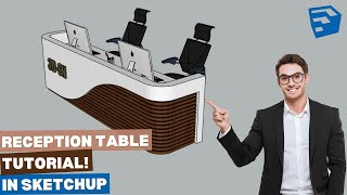 Design a Modern Reception Desk in SketchUp | Step-by-Step Tutorial #3dsn
