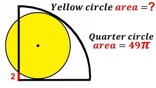 Can you find area of the Yellow shaded Circle? | (Quarter Circle) | #math #maths | #geometry