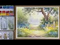 Sunlit Forest Road - Easy and Relaxing Watercolor Painting