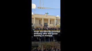 Iraqis storm Swedish embassy after Quran burned | AJ #shorts