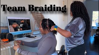 Tag Team Braiding My Hair | A Blonde Moment | Small Knotless Braids