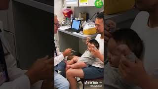 Doctor giving injection to baby but baby is laughing #short #cute