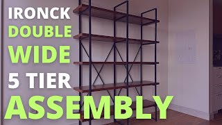 IRONCK Double Wide 5 Tier Open Bookcase Assembly Wynot 70 h x 53.1 w Steel Etagere Bookcase Assembly