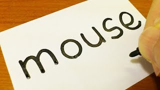 Very Easy ! How to draw MOUSE using how to turn words into a cartoon - doodle art