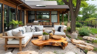 Modern Rustic Farmhouse Patio: Rustic Log Furniture and Create a Stylish Outdoor Living Room