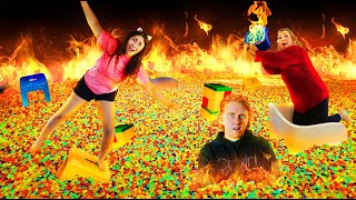 THE FLOOR IS LAVA BUT it's ORBEEZ! Last to not touch the orbeez win challenge!