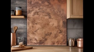 Real Copper Backsplash Panel – Copper Storm – Handmade Patina Metal Wall Art – Modern Rustic Accent