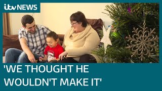 Boy, four, who had renal failure spends first Christmas at home after dad donates kidney | ITV News